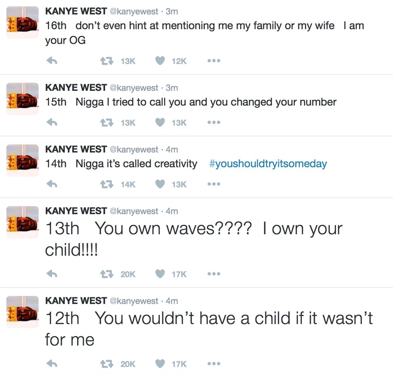 Illustration for article titled Kanye West attacks Wiz Khalifa on Twitter, still respects his pants game